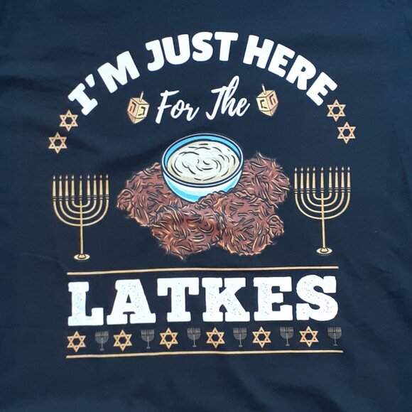 I'm Just Here for the Latkes - New Women's Plus 2X Black T-Shirt - Picture 3 of 4